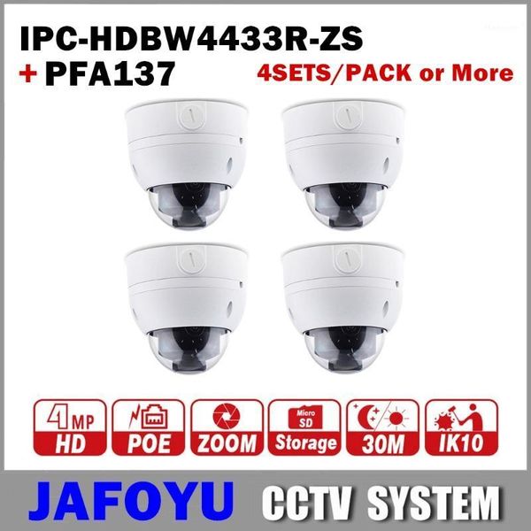 

cameras 4sets/pack or more including 4/5/6/7pcs dh ipc-hdbw4433r-zs 4mp vari-focus camera + water-proof junction box pfa1371