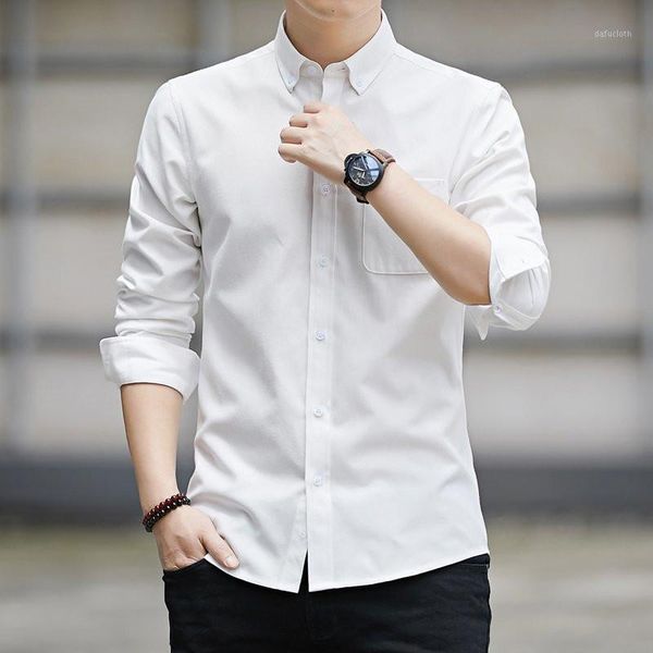 

men's shirts autumn long sleeve oxford shirts casual dress men social men clothing streetwear1, White;black