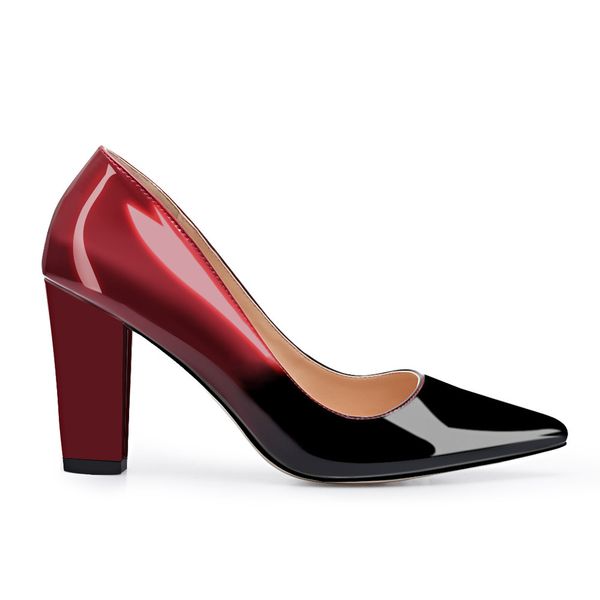 

wetkiss thick high heels block shoes woman pumps fish scale skin ladies pumps pointed toe dress shoes party wedding big size c0202, Black
