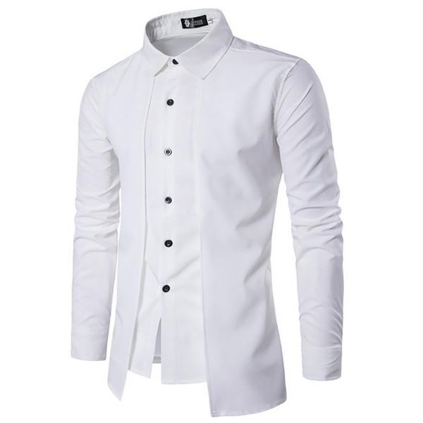 

men's casual shirts fashion fake two-piece design, White;black