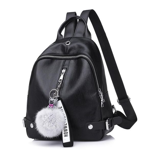 

new pu leather women's motorcycle bag fashion simple women's backpack