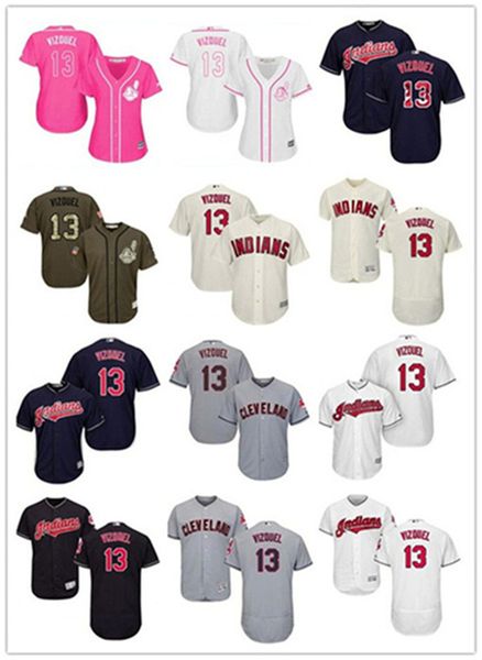 

custom cleveland indian leave name number 13 omar vizquel baseball jersey men women youth jerseys, Blue;black