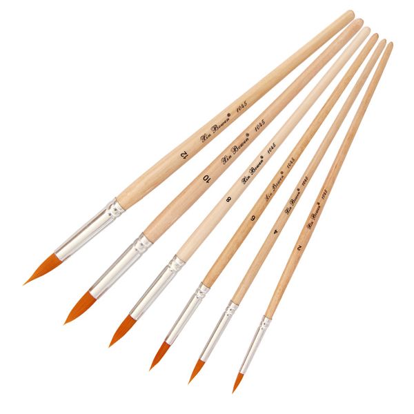 

6 pcs Sets Fine Watercolor Propylene Painting Brushes short Wood rod Round head Oil Painting Brushes Artistic school supplies