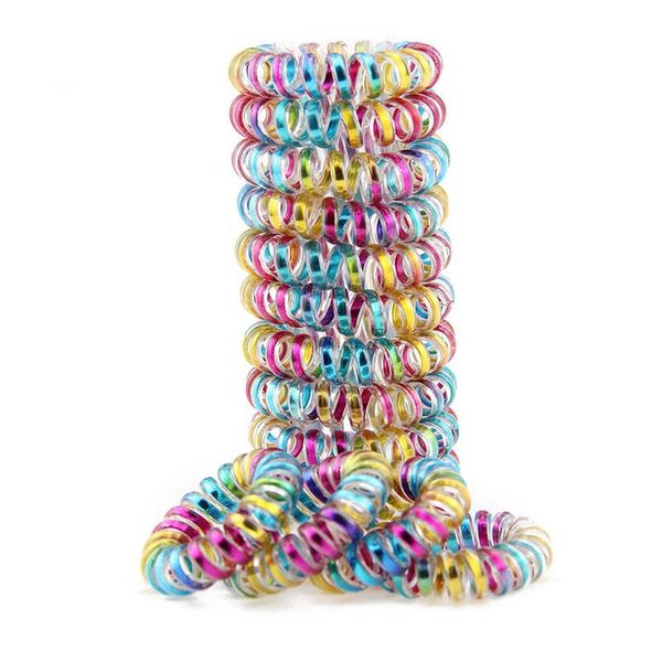 

радуга scrub упругие резинки телефонный провод волос галстуки хвостик holder gum девушки спираль scrunchies accessorie sqcieq beauty888, Silver