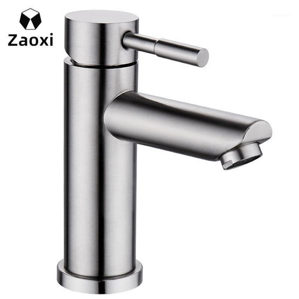 

bathroom sink faucets zaoxi 304 stainless steel hand wash basin faucet single handle hole wire drawing cold and ceramic l3061