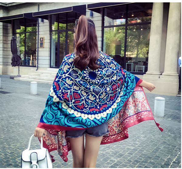 

bandana women scarves cotton linen print woman scarf beach scarf hijab poncho shawl long large size scarf 21 colors available 201103, Blue;gray