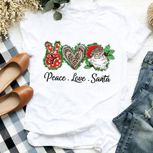 

women merry christmas santa clause cartoon new year printing holiday clothes ladies graphic print tee tshirt female t shirt, White