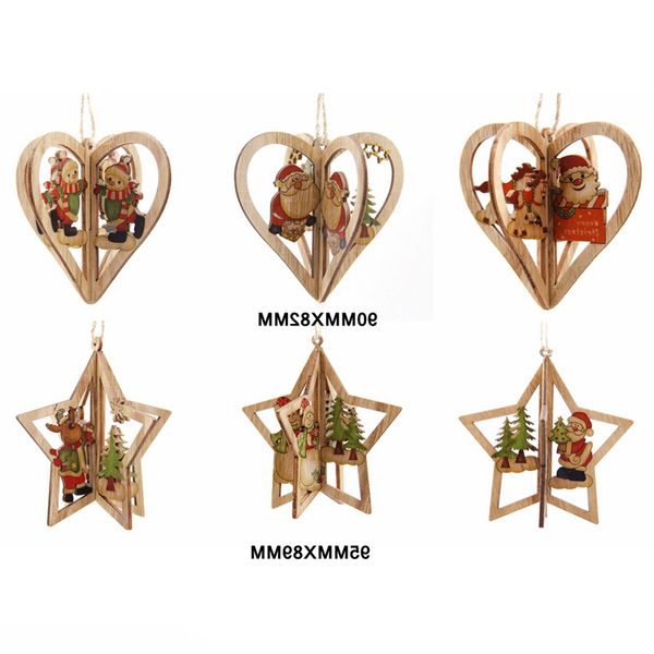 

2021 latest craft wooden pendants set of mix ornaments creative wood xmas tree ornament christmas party decorations kids gifts new