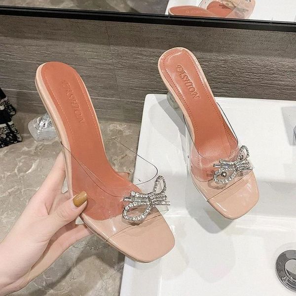 

2021sandals summer shoes transparent pvc sandals women pointed clear crystal cup high heel peep toe sandalias zapatos mujer #xn0r, Black