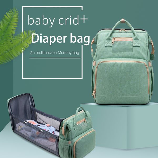 

large capacity diaper bag mummy birthing backpack travel portable shoulder multifunction fold bed bags waterproof stylish pack 201120