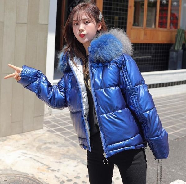 

2021 new women winter bright bubble parka black ladies thick quilted woman's leather jacket with u74d