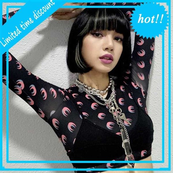 

ins2021 autumn and winter new women's suspender vest fashion moon print t-shirt two piece set, White