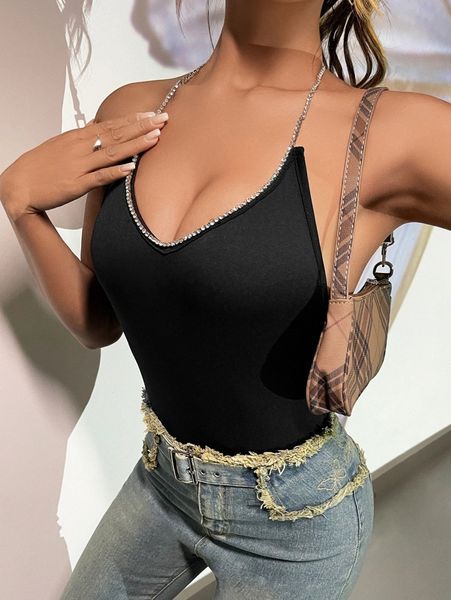 

lesdomakeup x squad rhinestone strap backless halter x5zc#, White