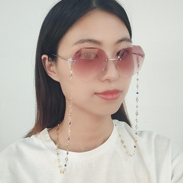 

luxury stainless steel face mask chain holder crystal hollow heart straps sunglasses glasses accessories luxury stainless h jllioh