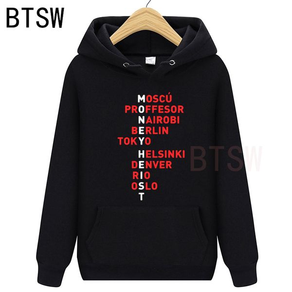 

la casa de papel anime hoodies men casual loose money heis letter bella ciao sweatshirts funny house of paper male clothing c1220, Black;white