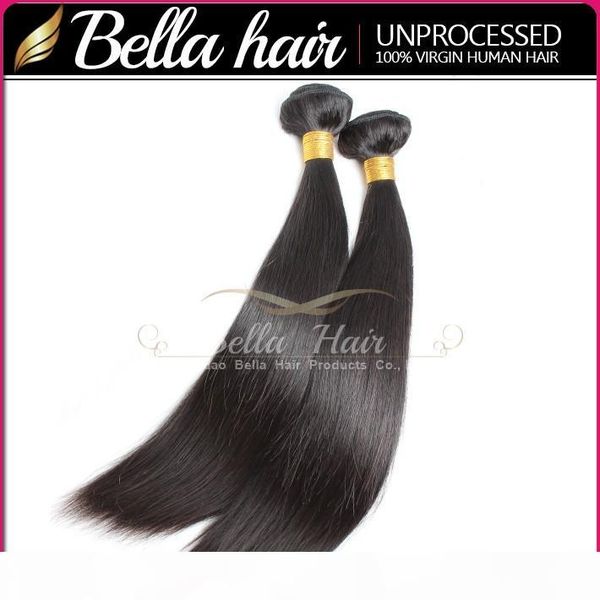 

bella hair 100% unprocessed malaysian hair weft 9a natural color silky straight human hair extensions 4pcs lot hair bundles, Black