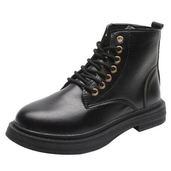 

2021 new winter women ankle boots lace up women's boots british style flat motorcycle women casual shoes for, Black