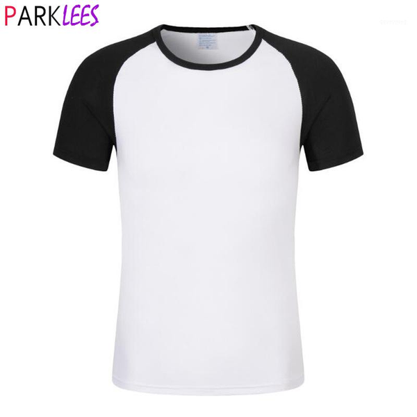 

men's t-shirts raglan sleeve baseball tshirt men 2021 summer contrast color round collar cotton t shirts mens slim fit streetwear tees, White;black