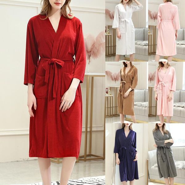

heflashor 2019 women's bathrobe summer suck water kimono bath robe plus size 3xl peignoir dressing sleepwear for femme1, Black;red