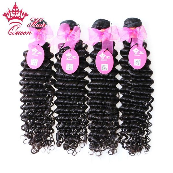 

queen hair 12-28" virgin brazilian hair human hair extensions deep curl weft 4pcs lot off black by dhl