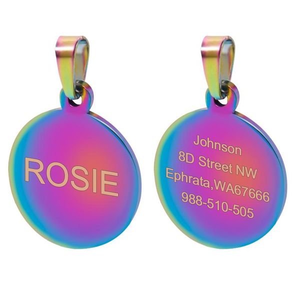 

stainless steel dog cat id tags custom bone round military id tag engraved anti-lost tags personalized pet collar acc sqcmks