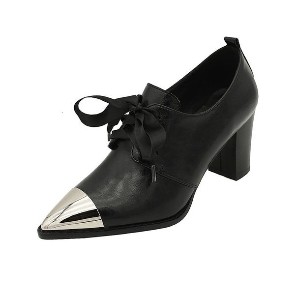 

genuine 2021 new high-fashion high-heeled lace up to female spring fall colours mixed ladies only shoes 5ahl, Black