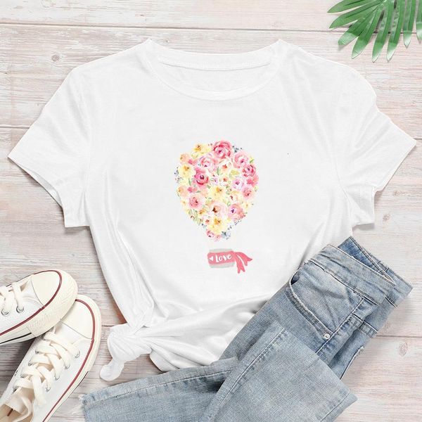

harajuku breathable t shirt pwhite flower group graphic style new women t-shirt cartoon streetwear korean trend t shirt, White