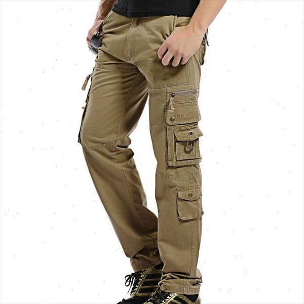 

2021 tactical mens cargo pants cotton casual military men pants solid pantalon homme drop shipping, Black