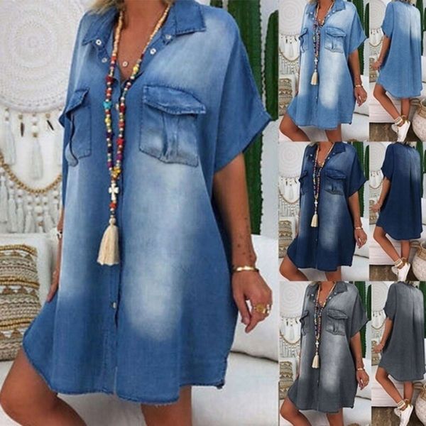 

short casual women's summer sleeve new square neck denim drs, Black;gray