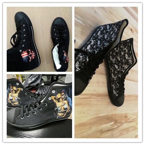 

nopersonality cool sugar skull print vulcanize for men classic high canvas shoes breathable male sneakers plus y200801, Black