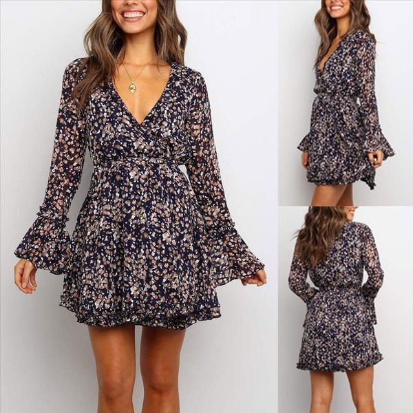 

long sleeve 2021 autumn winter dress women short party ruffles femme elegant solid color ladies chiffon dress vestidos j30, Black;gray