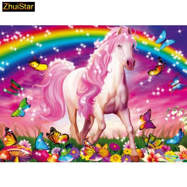 

5d diy diamond painting cross stitch horse butterfly rainbow full square diamond embroidery needlework rhinestone mosaic crafts