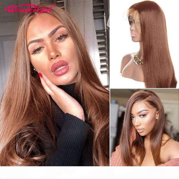 

#4 lace front human hair wigs for women black 250% brown straight lace front wig pre plucked remy brazilian wig wonder girl, Black;brown