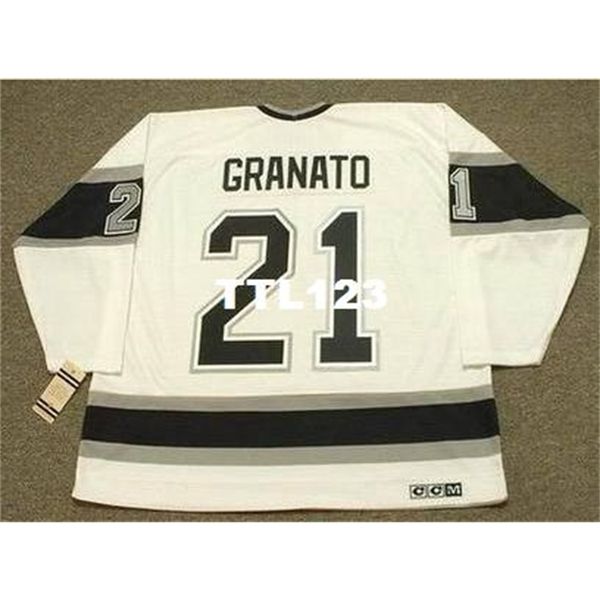

men #21 tony granato los angeles kings 1993 ccm vintage hockey jersey or custom any name or number retro jersey, Black