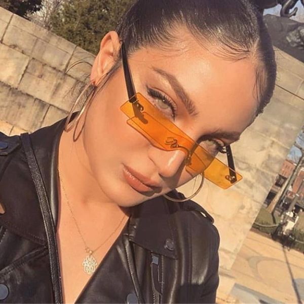 

sunglasses rectangle women 2021 fashion designer red pink clear small lens personality sun glasses shades uv400, White;black