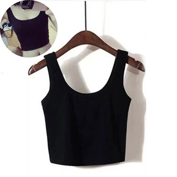 

women casual sleeveless tank summer slim short solid color female crop vest drop shipping, White