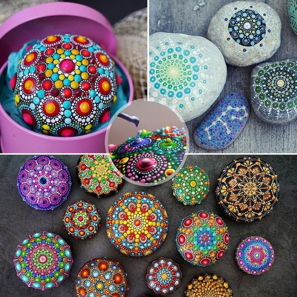 

29pcs mandala dotting tools set diy stone painting tools for painting rock stones drawing stencil template brush art cr jlllof, Silver