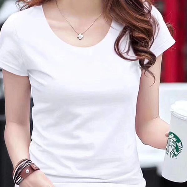 

women's clothing 2020 summer new cotton short sleeve black and white coat t-shirt solid color slim round neck short oversized t-shi