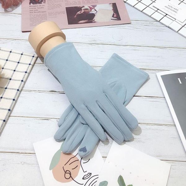 

winter women gloves warm driving cashmere embroidery elasticity fashion cycling windproof touch screen finger mittens 2020 new1, Blue;gray