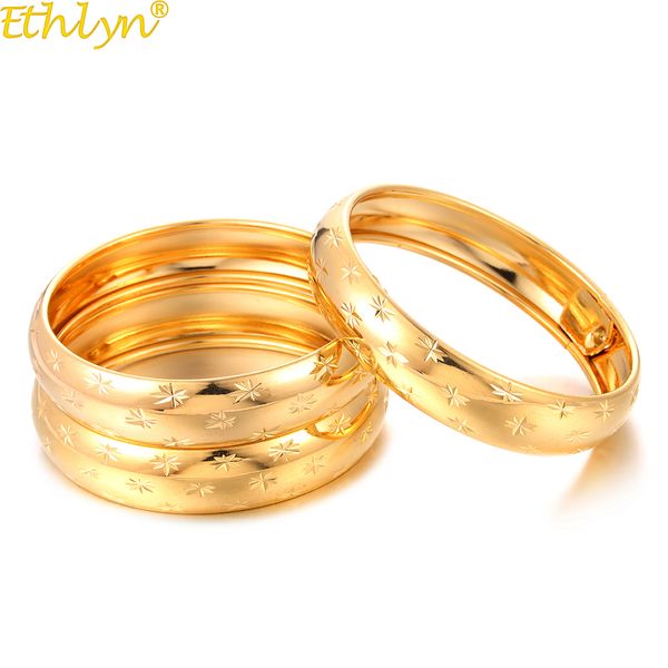 

ethlyn 3pcs/lot inner diameter 6.0cm , openable small gold color light stars carving bracelets & bangles young girls gift b179 0930, Black