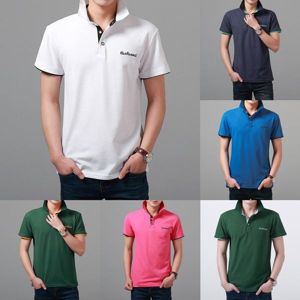 

летние отворотом поло мужская короткий рукав тенденция носить weart футболки случайные wearnew бизнес повседневная одежда половина рукав фут, Blue