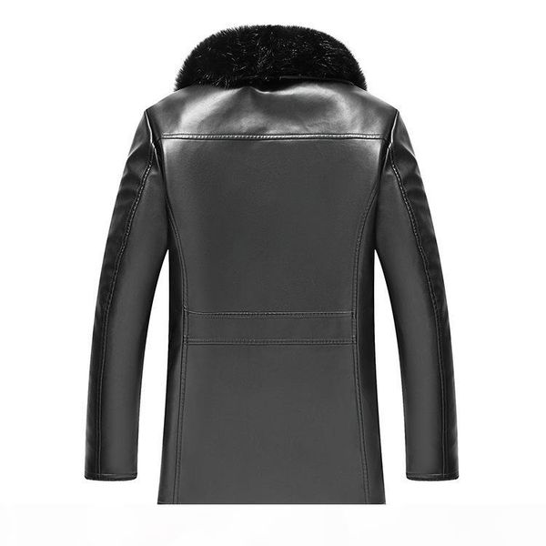

pu leather jackets men's fur coats cashmere thicken warm outwear overcoat windproof waterproof 2018 plus size  -5xl, Black