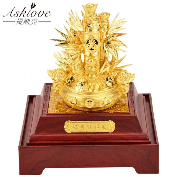 

decorative objects & figurines asklove gold foil 3d wealth bamboo ornaments feng shui bonsai bortunate ornament opening gifts home decoratio