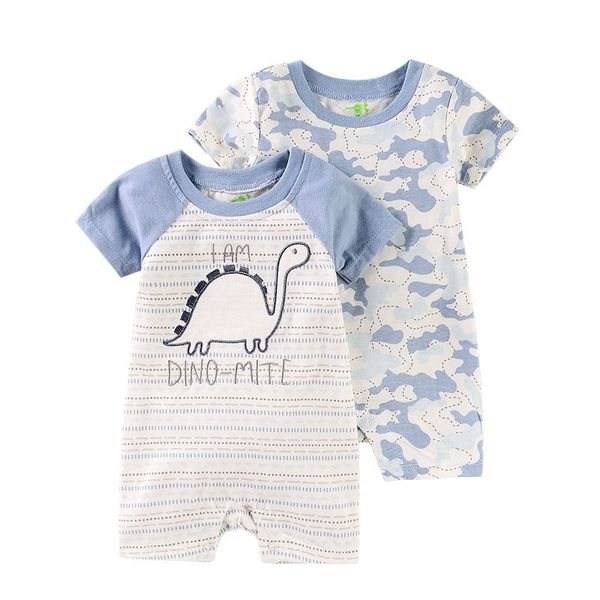 

new born baby clothes 2pcs short sleeves animal baby rompers overalls boys girls outfit 201127, Blue