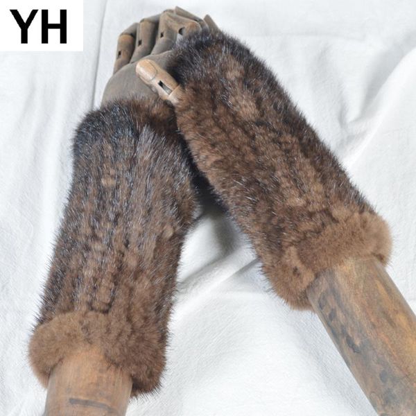 

five fingers gloves winter lady real handmade knitted fingerless women strong elastic mittens, Blue;gray