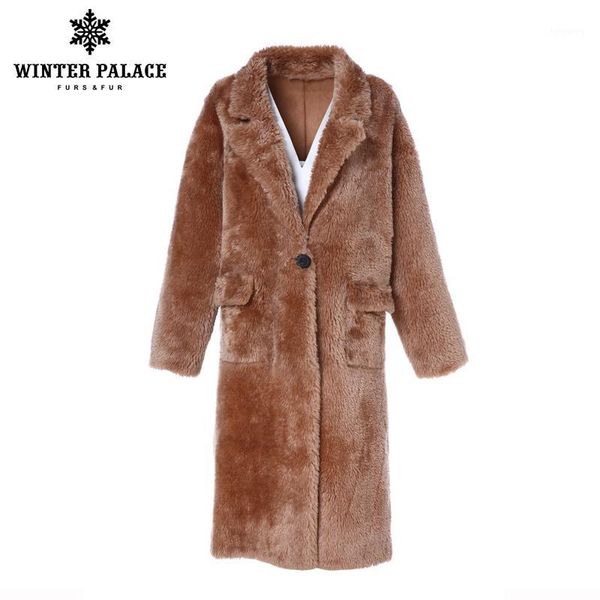 

winter 2019 women's new wool coat long lapel fur coat contains 30% wool fashion fluffy winter warm fur1, Black