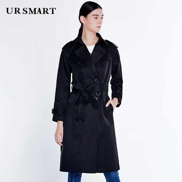 

ursmart ms windbreaker women's doubles the double-breasted waist long windbreaker autumn outfit new black british coat of cul1, Tan;black