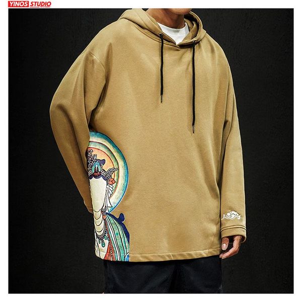 

dropshipping autumn men solid causal hooded sweatshirt vintage buddha mens hoodies outwear cotton pullover, Black