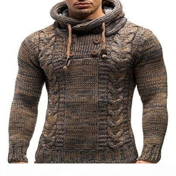 

cable knit sweater men solid color turtleneck drawstring mens knitted pullovers casual autumn winter soft warm knitwear pull 3xl, White;black
