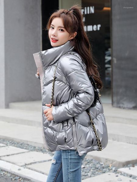 

no wash bread service jacket bright face down cotton jacket 2020 autumn and winter new thick short loose cotton women1, Black
